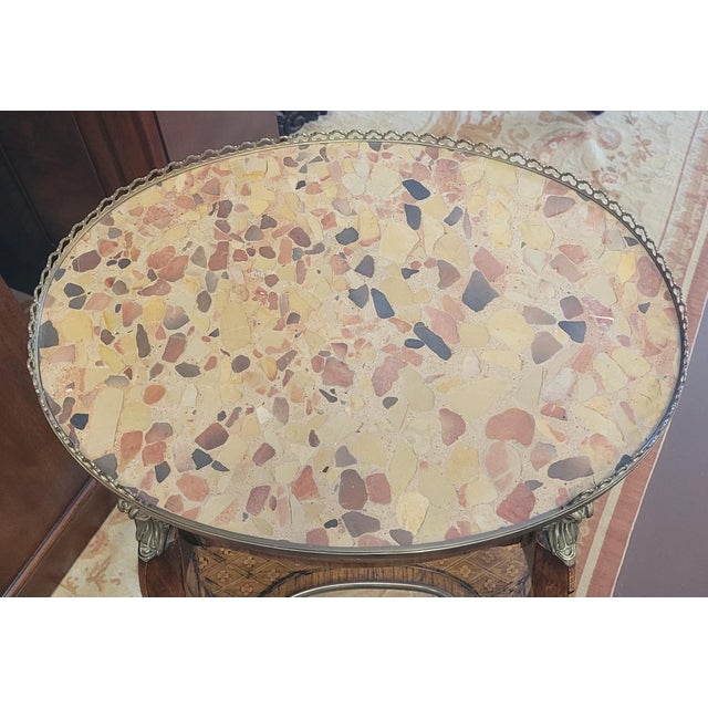 Fine Antique French Stone Top Marquetry Side Table For Sale - Image 13 of 15