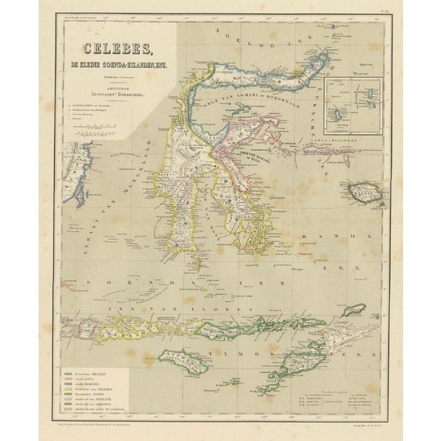 Antique Colonial Map of Celebes Sulawesi and Lesser Sunda Islands, 1884 For Sale - Image 12 of 13