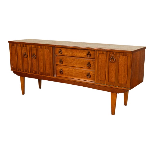 1960s Mid Century Modern Danish Style Teak Credenza Sideboard Buffet Bar Cabinet 1960s For Sale