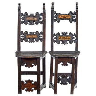 Set of 19th Century Carolean Inspired Hall Chairs, 1880s For Sale