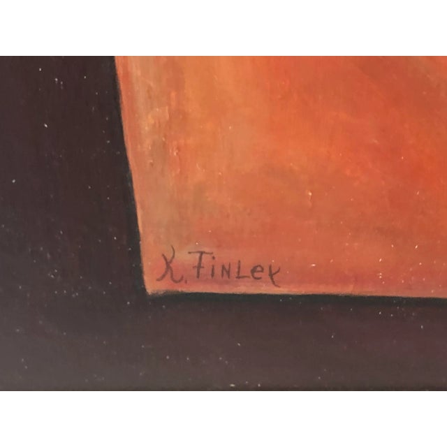 Abstract 1970s Still Life With Green Bottle Painting For Sale - Image 3 of 4