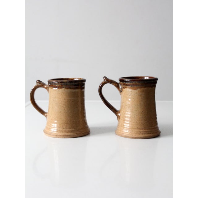 Contemporary Vintage Studio Pottery Mugs Pair For Sale - Image 3 of 9
