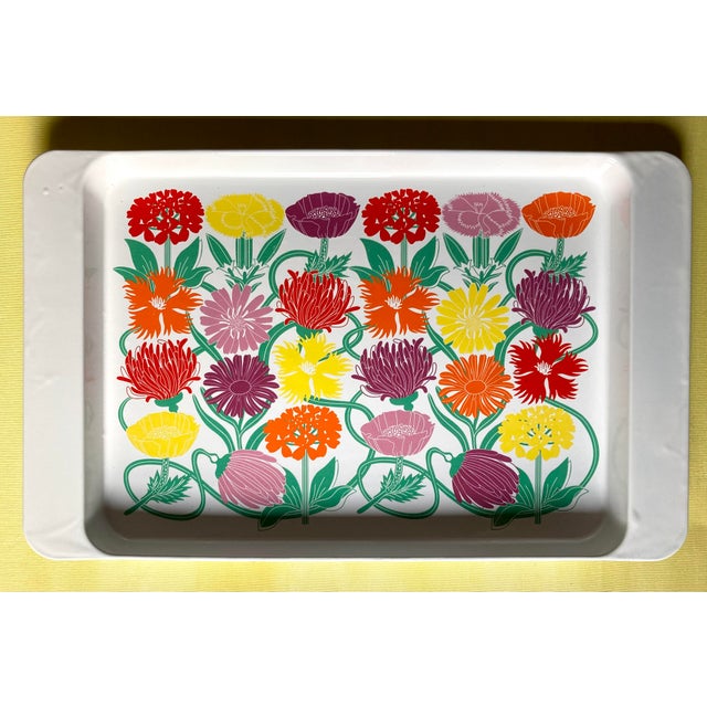 Ikea Vintage Ikea Enameled Spring Floral Serving Tray For Sale - Image 4 of 7
