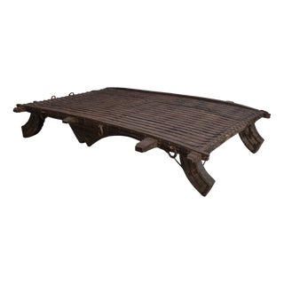 Antique Wabi Sabi Indian Bullock Cart Platform Table, 1800s For Sale