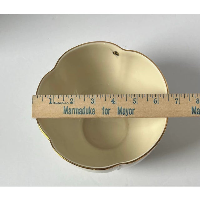 Antique White Lenox “Morningside Cottage” Botanical Porcelain Serving Bowl With 24kt Gold Rim For Sale - Image 8 of 9