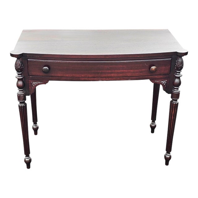 Late 19th Century Victorian Carved Walnut Single Drawer Hall Table Writing Table For Sale
