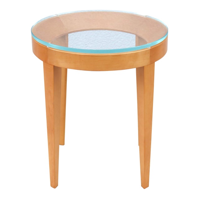 Modern Mark Goetz for Bernhardt Design Cirque Maple and Glass Round Side Table For Sale