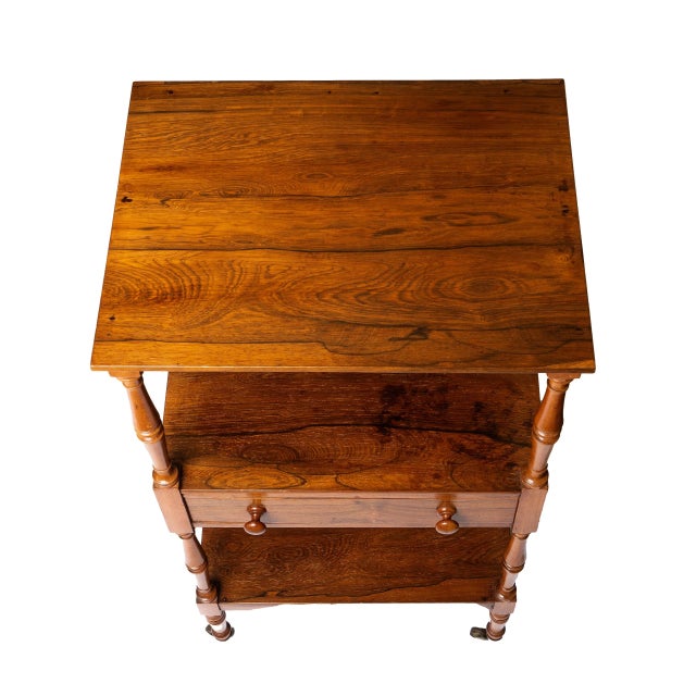 English Three Tier Dumb Waiter on Brass Castors in Brazilian Rosewood, 1810 For Sale - Image 4 of 12