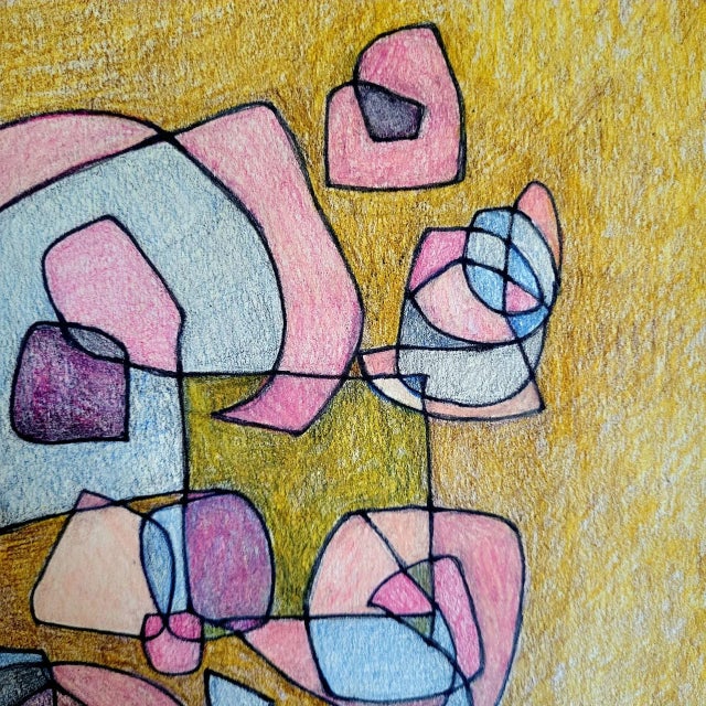 Contemporary Original Contemporary Abstract Color Pencil and Graphite Drawing on Paper. See 4th Photo Detail and Color. Ready to Crop and Frame. For Sale - Image 3 of 4