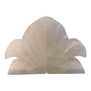 Vintage Marble Fleur-De-Lis Bookends - a Pair For Sale