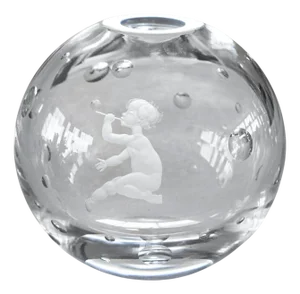 Bubbles Vase in Etched Glass attributed to Vicke Lindstrand for Orrefors, Sweden, 1930s