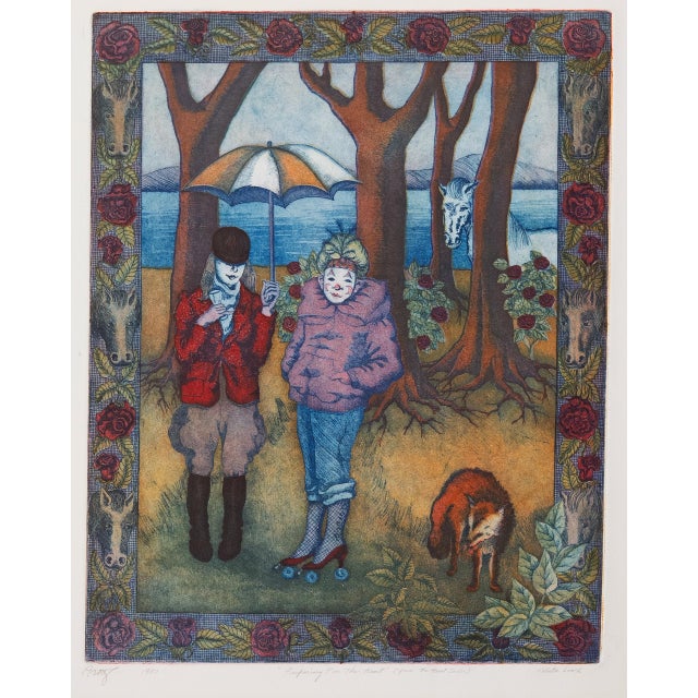 Signed lower right, 'Roberta Loach' (American, born 1936), titled, lower center, 'Preparing for the Hunt (from the Hunt...