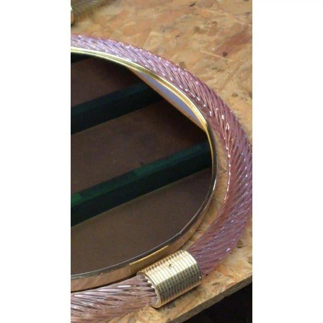 Round Torchon-Torciglione Murano Glass Mirror by Simoeng Diameter Height 58 cm Length 58 cm Depth 4 cm