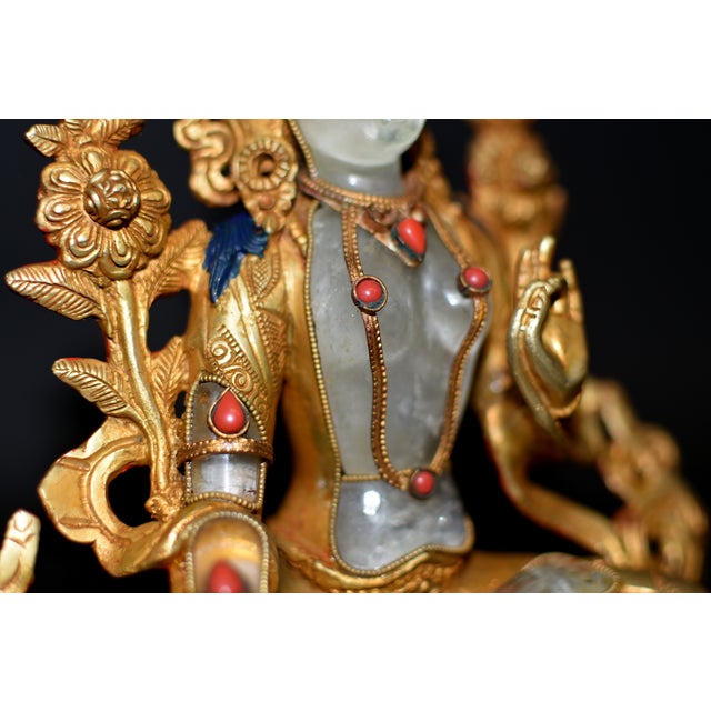 Rock Crystal White Tara Gilt Bronze Tibetan Authenticity Seal For Sale - Image 16 of 18