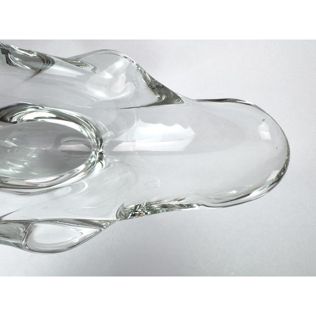 Daum France Signed Freeform Clear Crystal Centerpiece Bowl, Mid-Century For Sale - Image 12 of 13