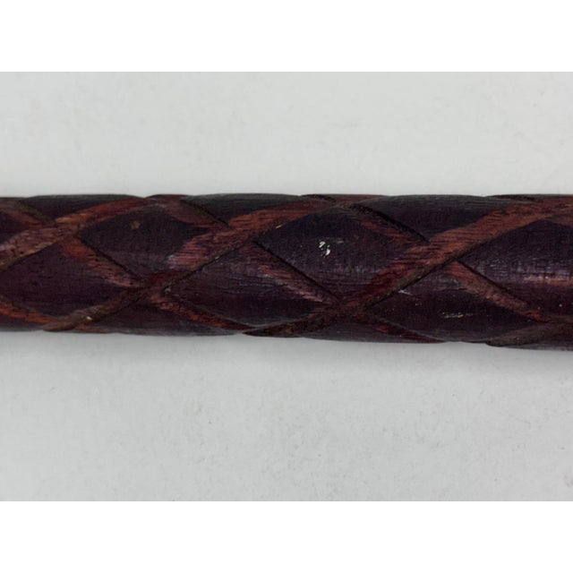 Late 20th Century Hand Carved Afghanistan Wood + Mother of Pearl Inlaid Walking Stick For Sale - Image 5 of 12