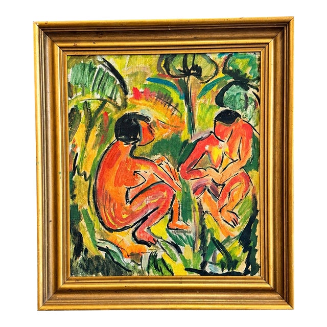 French Fauvist Figurative Oil Painting - 1940s For Sale