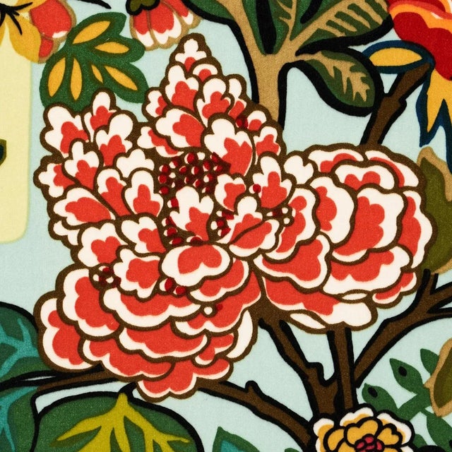 Schumacher Sample - Schumacher Chiang Mai Dragon Velvet Fabric in Aquamarine For Sale - Image 4 of 5