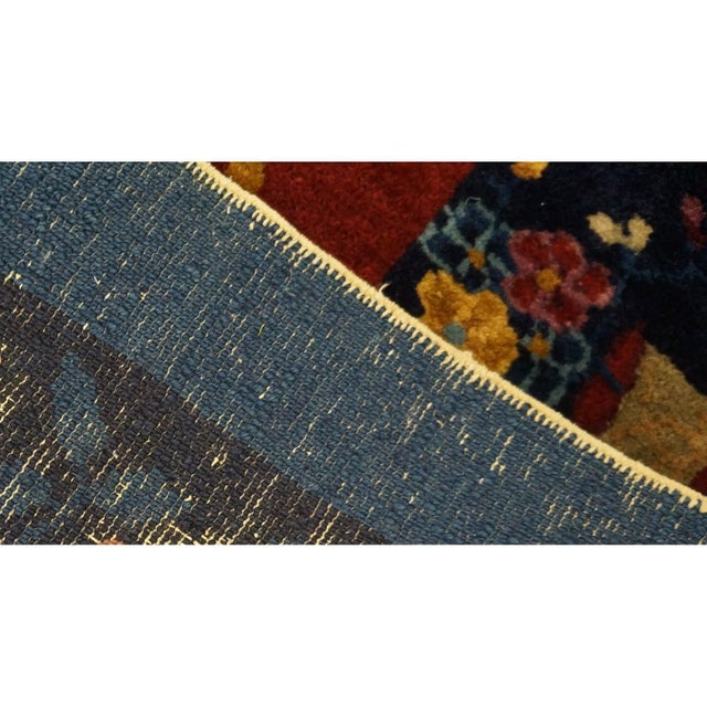 1920s Blue Vase Floral Antique Chinese Peking Rug 9' 1'' X11' 6'' Knotted Wool For Sale - Image 10 of 11