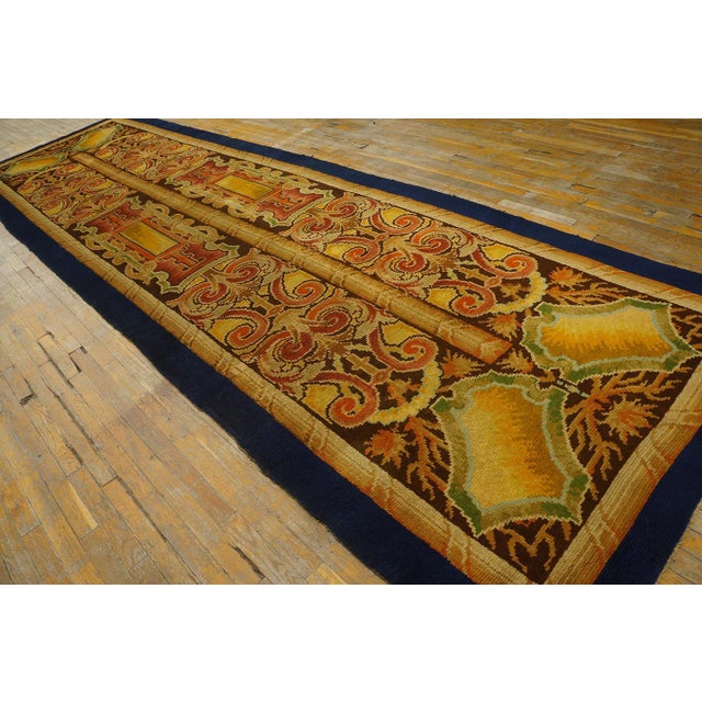 Antique English Axminster Rug European Design in Gold Background Color For Sale - Image 11 of 12
