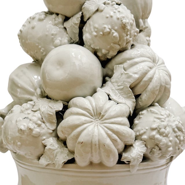 1960s Large Scale Italian Creamware Fruit & Vegetable Topiary Centerpiece For Sale In San Diego - Image 6 of 10