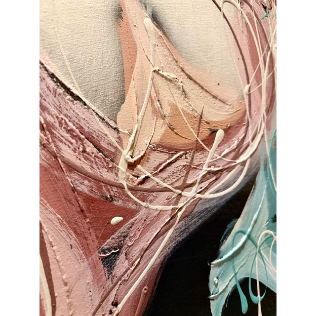 Up for sale is a striking, authentic vintage Mid-Century / Retro abstract painting on canvas. This beautiful statement...