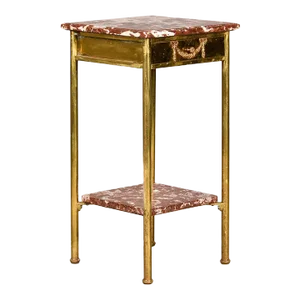 Early 20th Century French Brass and Marble Two Tier Side Table