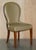 Lovely pair of Contemporary English Elm hall chairs with Damask upholstery to the backs This pair are lovely pieces of...