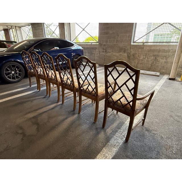 Wood 1970s Vintage Six Chinese Chippendale Dining Chairs - A Set For Sale - Image 7 of 12