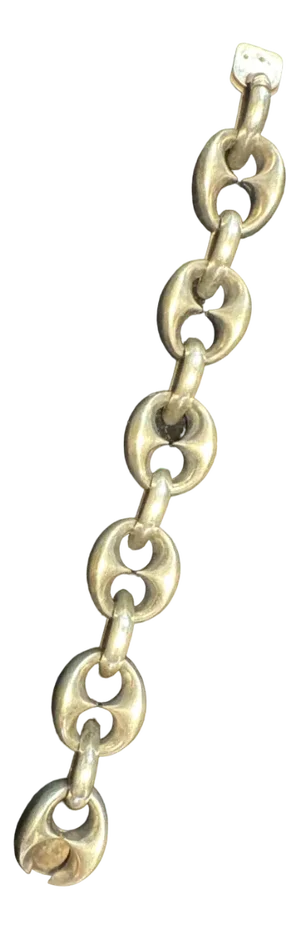 Large Silver Coffee Bean Mesh Bracelet from Crab Hallmarks, 1970s