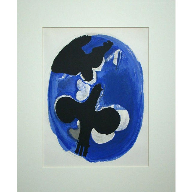 Georges Braque ( 1882 - 1963 ) Deux Oiseaux Sur Fond Bleue, 1955 Original lthograph in colors on wove paper, not signed...