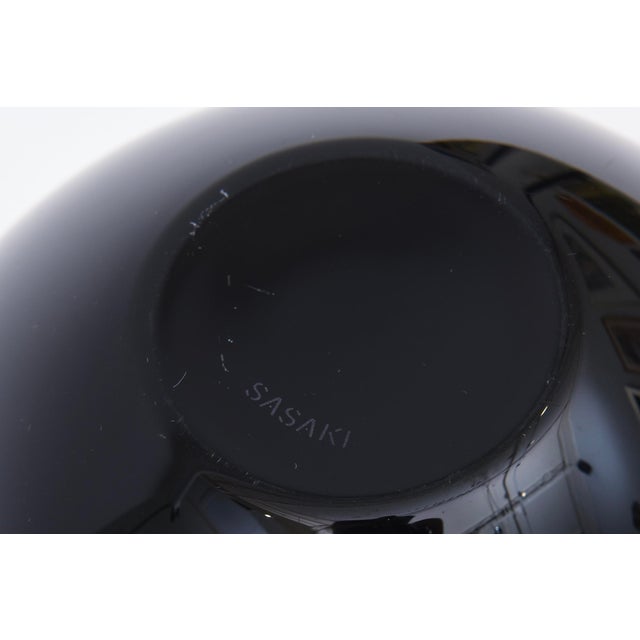 Black Ward Bennett Sengai Sasaki Post Modern Black Glass Bowl, 1980's For Sale - Image 8 of 10