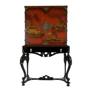 Mid-Century Chinoiserie-Style Dry Bar Cabinet For Sale