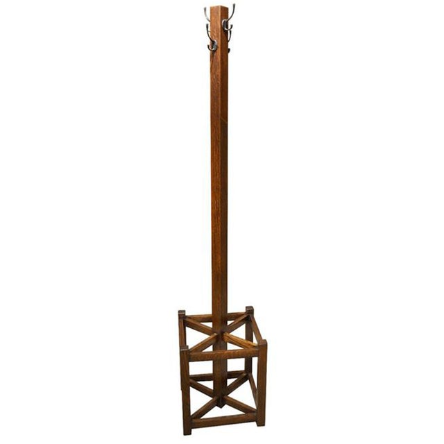 Mission Coat Rack With Umbrella Stand Walnut Stain For Sale In Chicago - Image 6 of 7
