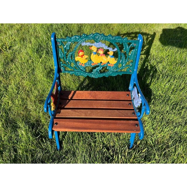 Cast Iron and Mahogany Children's Chair For Sale - Image 4 of 7