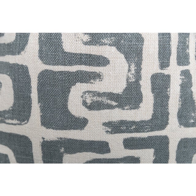 Pair of custom, Kravet high-end designer print pattern pillow covers in Oui Bloc pattern in jade color way. Pattern on...