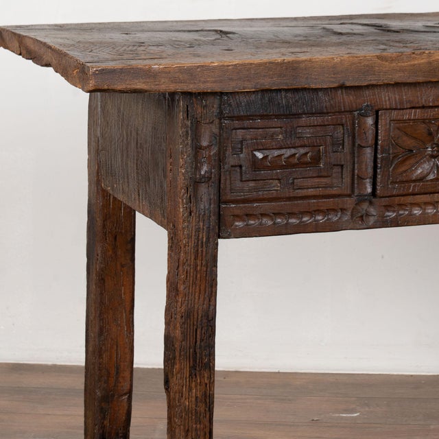 18th Century Rustic Portuguese Chestnut Console Table With Single Drawer For Sale - Image 9 of 18