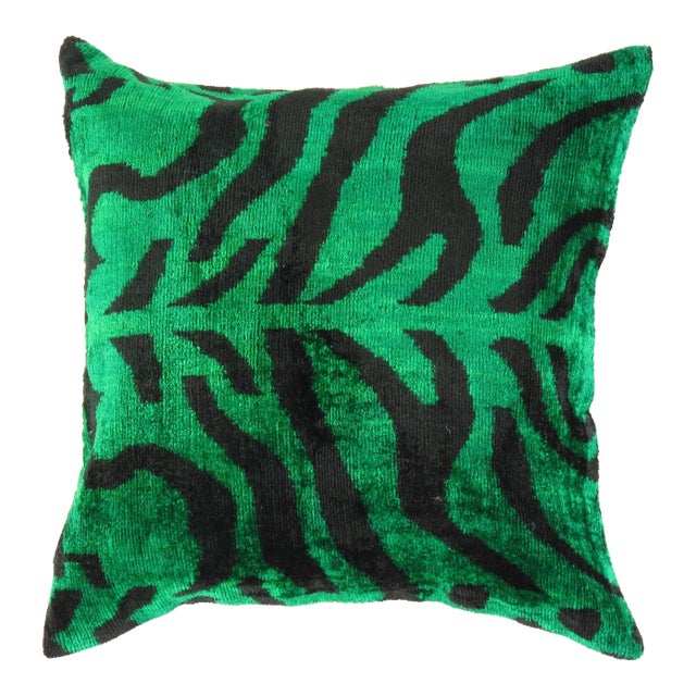 Contemporary Decorative Accent Handmade Ikat Pillow For Sale