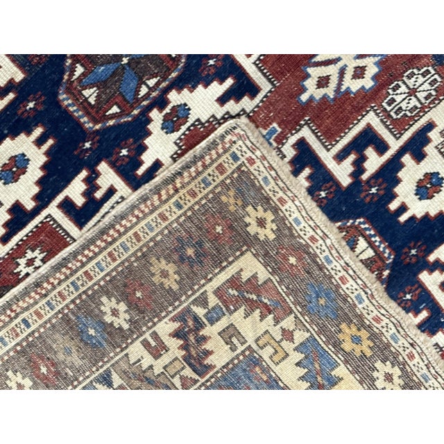 Late 19th Century Antique Caucasian Lezgi Rug 3'7" X 5’2"` For Sale - Image 5 of 7