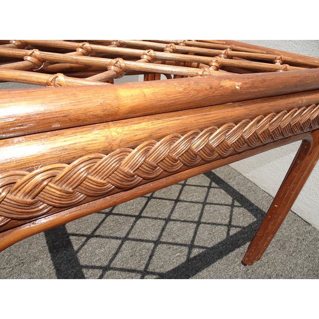Vintage Mid Century Modern Rustic Bamboo Rattan Brown End Tables - a Pair For Sale - Image 9 of 13