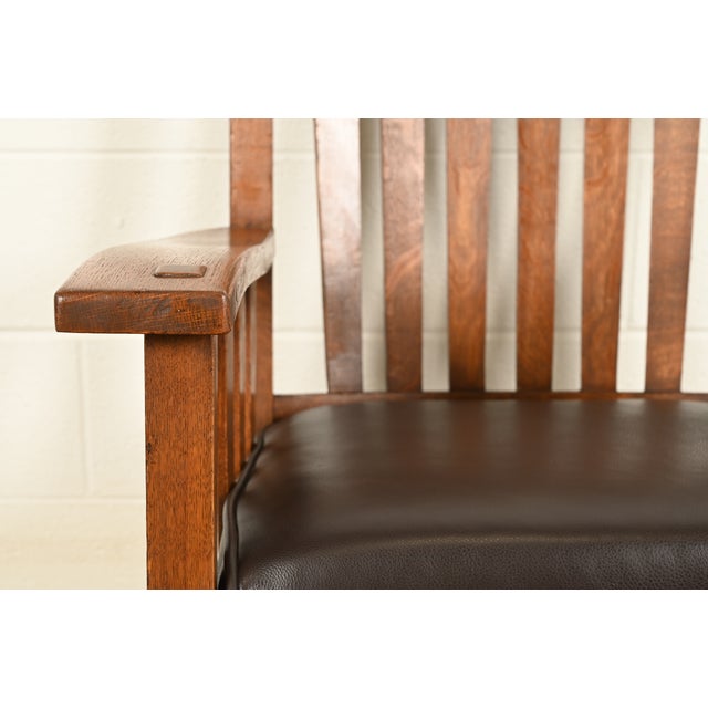 Brown Stickley Brothers Style Antique Mission Oak Arts & Crafts Rocking Chair, Circa 1910 For Sale - Image 8 of 13