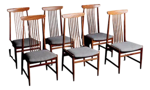 Spindle Back Dining Chairs, Denmark, 1960s, Set of 6