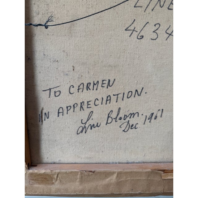 1961 Line Bloom Draper Impressionist Garden Oil Painting in Original Frame For Sale - Image 10 of 12