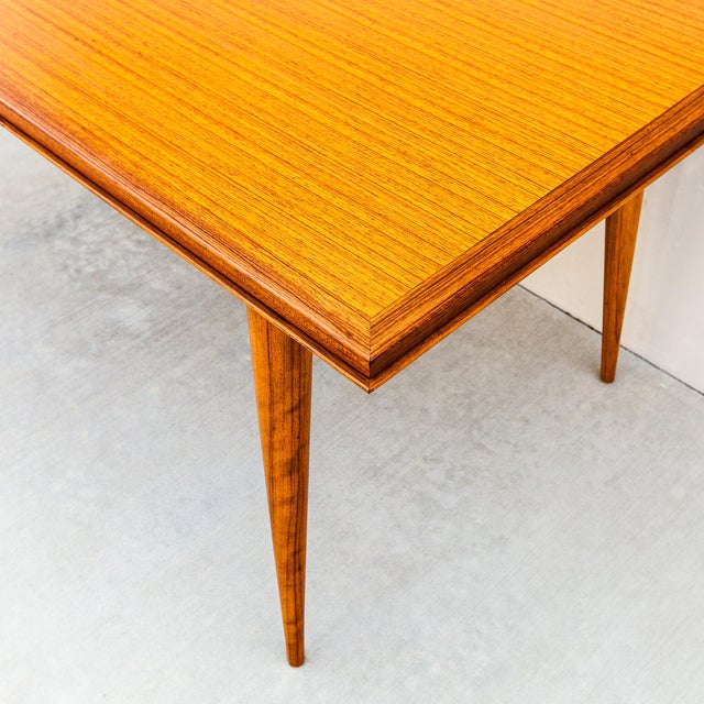 Wood Restored 1950s French Mid Century Modern Mahogany Extension Dining Table For Sale - Image 7 of 15