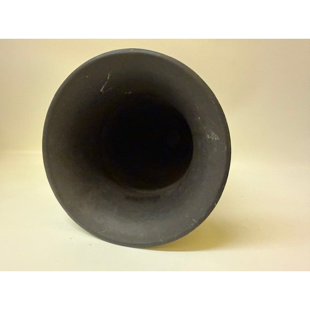 Vintage 1960s Wedgwood Black Basalt Fluted Trumpet Footed Vase For Sale - Image 9 of 16