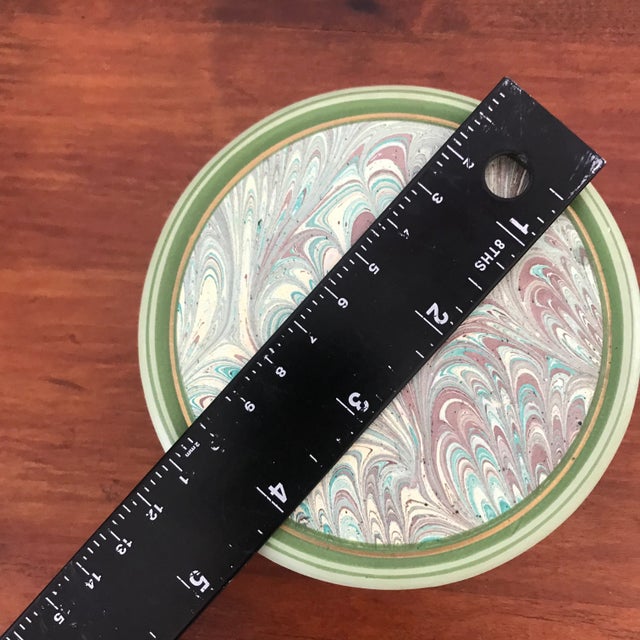 Mid 20th Century Vintage Marbled Green Ceramic Box For Sale - Image 5 of 8