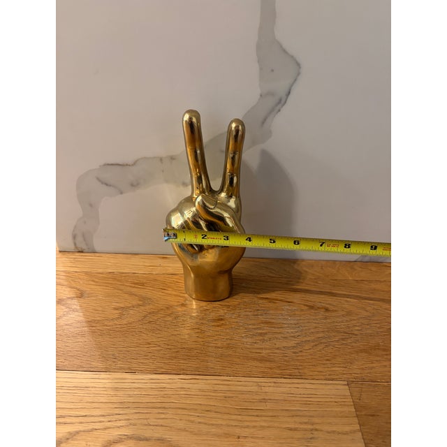 Farella Loft Antique Brass Peace Sign Hand Sculpture For Sale In New York - Image 6 of 7