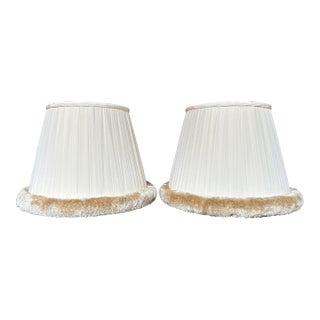 Pair of Baby Pink Lampshades With Caterpillar Trim For Sale