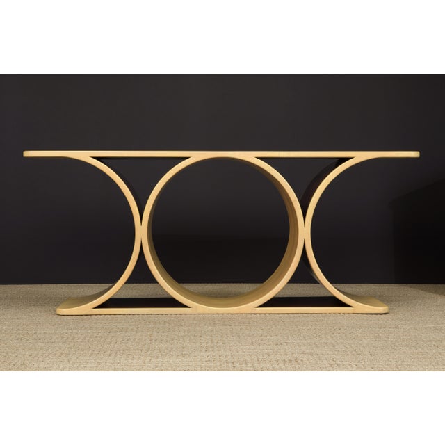 Modern Double JMF' Lacquered Goatskin Console by Karl Springer w COA & Stamped, c 1977 For Sale - Image 3 of 12