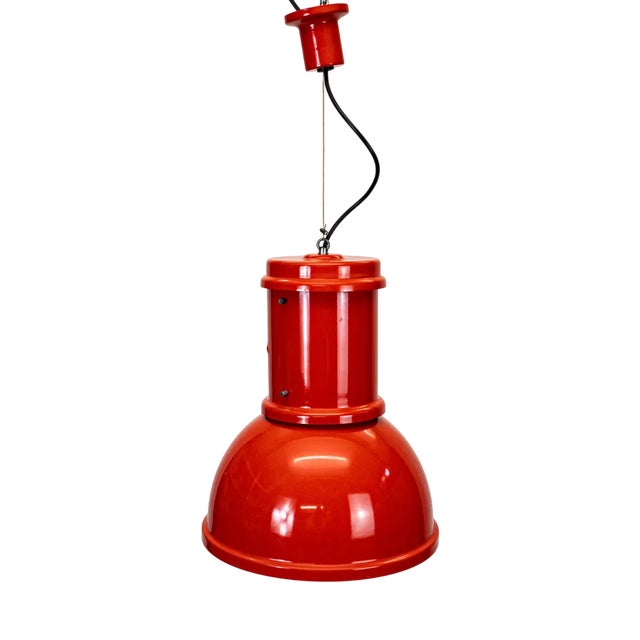 Industrial Red Lamp by Roberto Menghi for Fontana Arte, 1970s For Sale